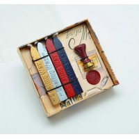  Wax seal set, ceramic seal with 4 sticks wicked sealing wax
