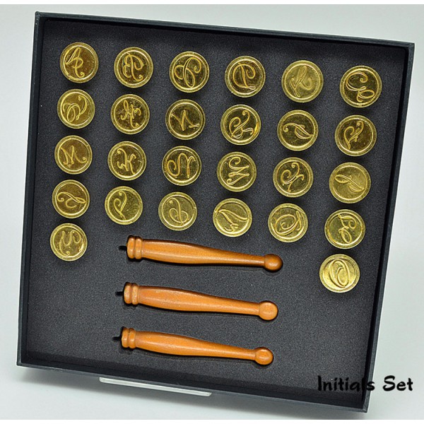 Deluxe wax seal set, 26 copper brass